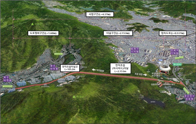 부산 만덕초읍터널 7월1일 개통…만덕 1·2터널 교통정체 해소 기대