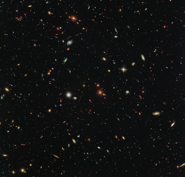 허블우주망원경이 촬영한 은하들의 모습(허블 딥 필드). 반짝이는 점 하나 하나가 모두 은하이다. 사진제공=나사