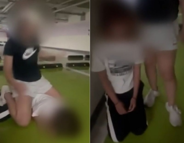 10대 학생 5명이 또래 여학생 한 명을 집단으로 폭행하고 있다. 사진=JTBC 보도화면 캡처