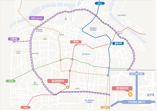 사진 설명. 영대병원역 일대 교통망