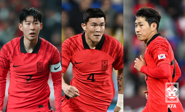 축구 국가대표 손흥민(왼쪽부터), 김민재, 이강인. 사진 제공=대한축구협회