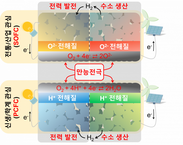 KAIST 연구팀이 개발한 신소재 전극이 적용된 연료전지 모식도. 사진 제공=KAIST