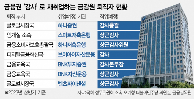 [단독] 금융권 재취업한 금감원 퇴직자…절반이 감사 업무