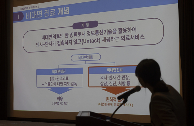 14일 오후 서울 마포구 가든호텔에서 비대면 진료 시범사업 공청회가 열리고 있다. 연합뉴스