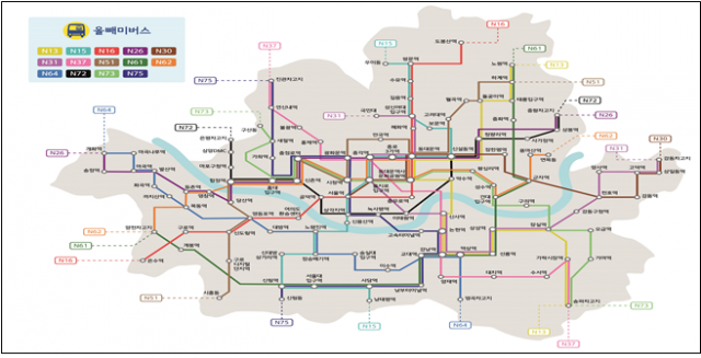 심야버스 운행 노선. 자료제공=서울시