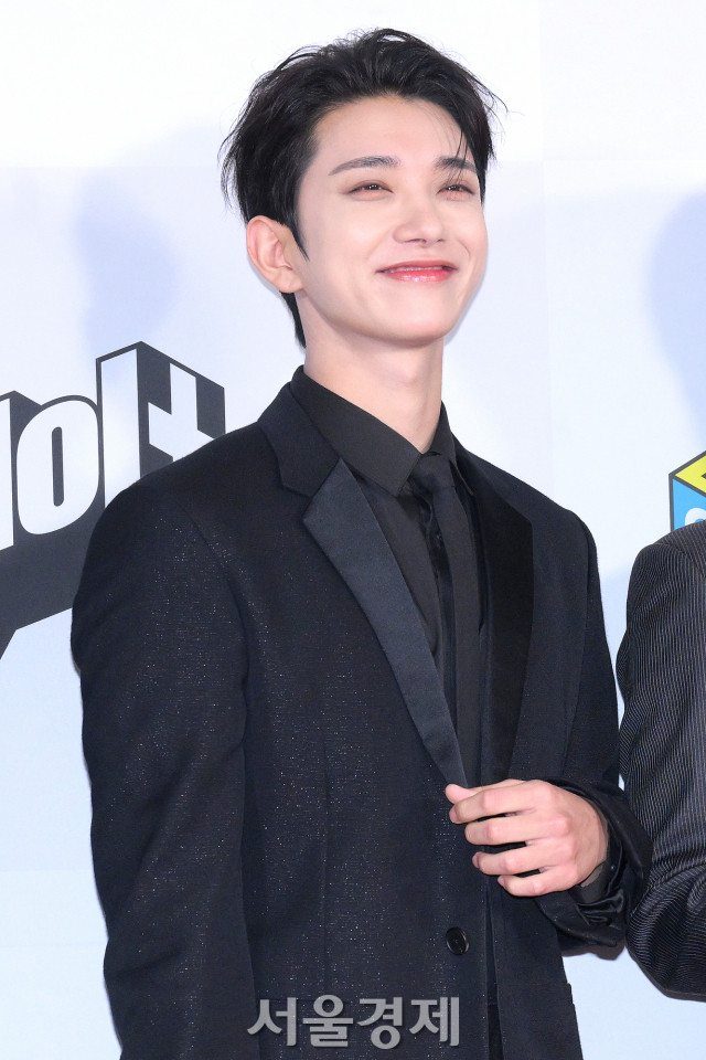그룹 세븐틴(SEVENTEEN) 조슈아가 10일 오후 인천 남동구 인천 남동체육관에서 열린 ‘2023 더팩트 뮤직 어워즈(TMA)’ 레드카펫에서 포즈를 취하고 있다. 김규빈 기자