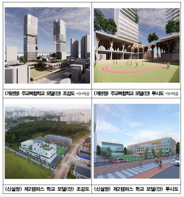 서울시교육청 도시형캠퍼스 모델 조감·투시도. 사진제공=서울시교육청