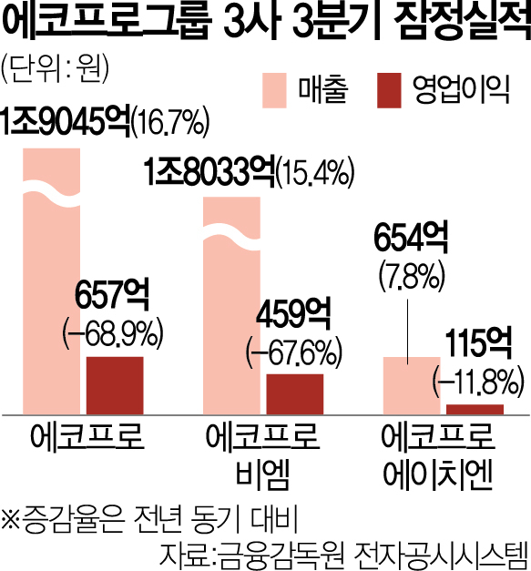 [특징주] 어닝쇼크에 에코프로그룹주 일제히 약세