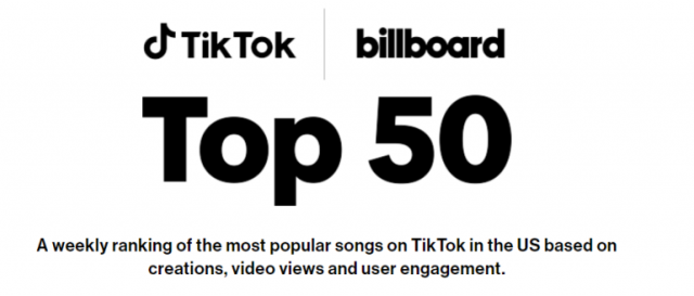 빌보드 '틱톡 50' 차트 / 사진=빌보드 홈페이지