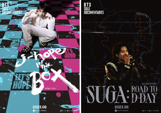 영화 'j-hope IN THE BOX', 'SUGA: Road to D-DAY' 포스터 /사진=롯데시네마