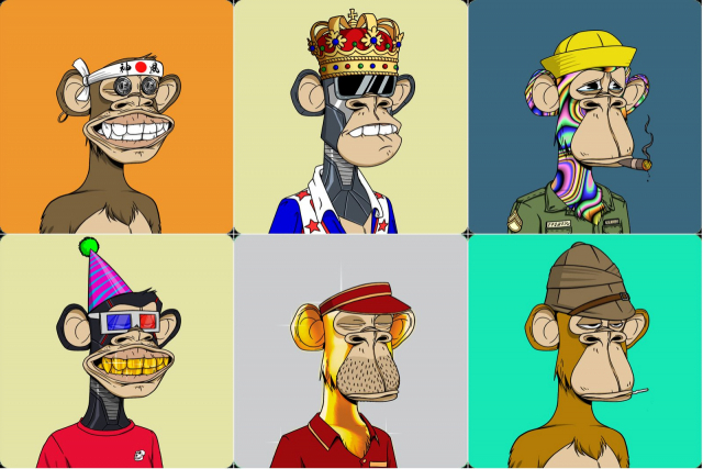 유가랩스의 지루한 원숭이 요트 클럽 컬렉션 작품 일부