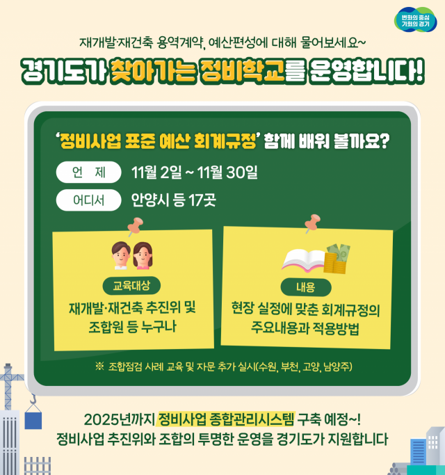 경기도, 11월 한달 동안 안양 등 17곳서 '찾아가는 정비학교'