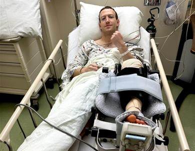 마크 저커버그가 격투기 스파링 중에 무릎 인대가 파열되는 부상을 입고 수술을 받았다. 사진출처= 저커버그 인스타그램 캡처