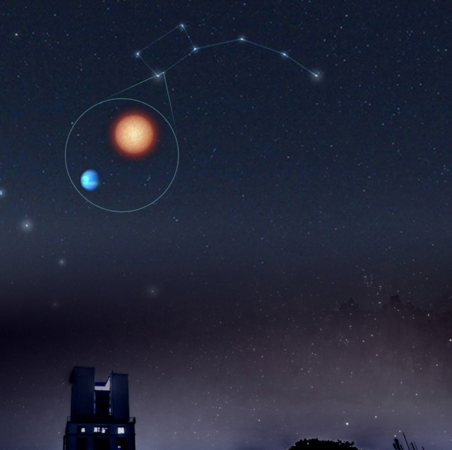 국내 천문학자들이 발견한 별 ‘백두’와 외계행성 ‘한라’를 보현산천문대에서 바라본 모습. 이 별과 행성은 보현산천문대 망원경을 이용해 2015년 9월 발견했다. 사진제공=한국천문연구원