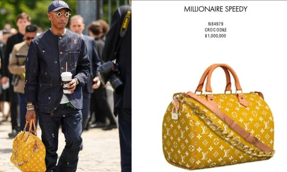 루이비통의 크리에이티브디렉터 퍼렐 윌리엄스는 파리 패션위크에서 가방을 선보였다. 사진=인터넷 캡처