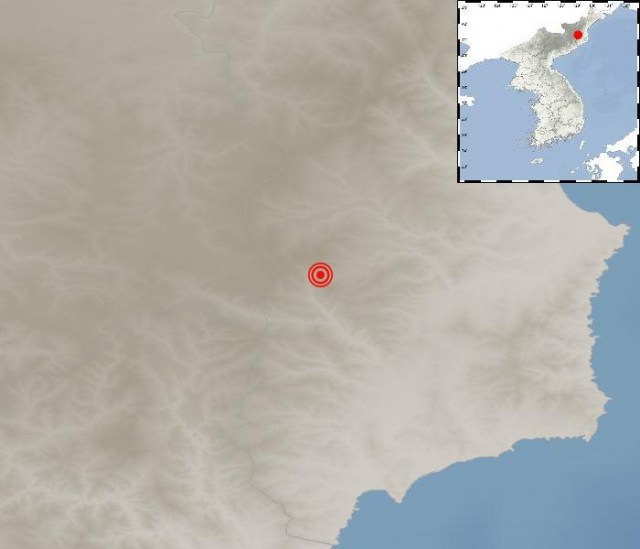 23일 오전 7시 54분께 북한 함경북도 길주 북북서쪽 38km 지역서 규모 2.5의 지진이 발생했다. 사진=기상청