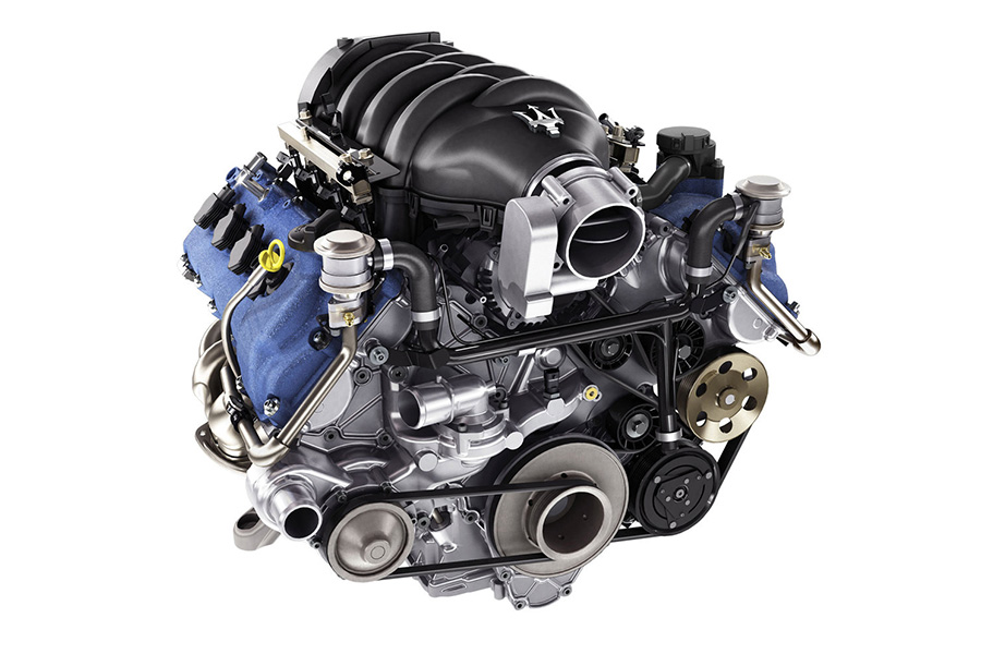 마세라티 1세대 그란투리스모의 V8 엔진. 마세라티