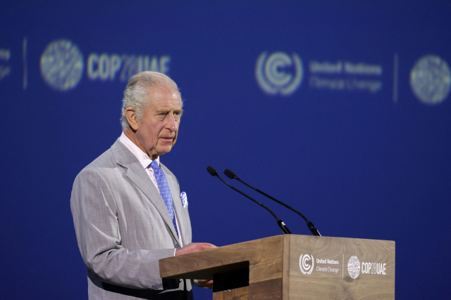 찰스 3세 영국 국왕이 1일 두바이에서 개최된 COP28 행사에서 연설하고 있다. 로이터연합뉴스