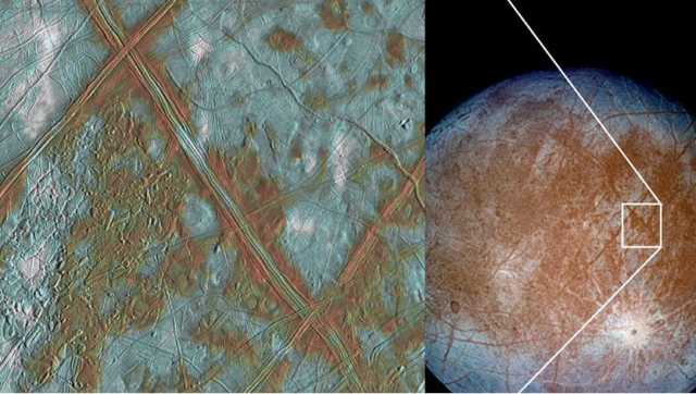 목성의 위성 유로파의 표면. 사진제공=나사