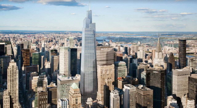 TDR을 통해 개발된 뉴욕 맨해튼 ‘원 밴더빌트’ 빌딩(가운데) 조감도. 사진제공=SL그린