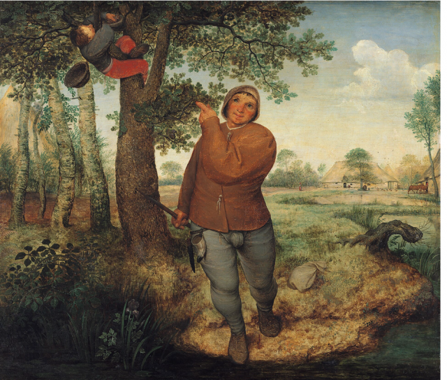 피터르 브뤼헐, 농부와 새둥지도둑(The peasant and the birdnester), 1568, 나무판넬에 유화, 23.23