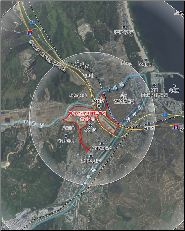 옥계 첨단소재융합산업지구 위치도. 사진 제공=강원도