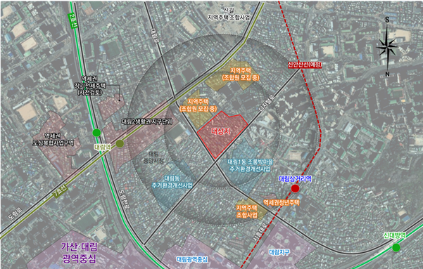 대림동 855-1번지 일대 재개발 신속통합기획 위치도. 서울시 제공