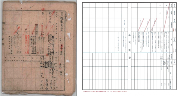 기존 구(舊) 토지대장(왼쪽)과 도봉구가 디지털 한글로 변환한 구(舊) 토지대장. 사진 제공=서울 도봉구