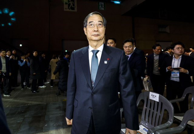 한덕수 국무총리가 6일 경기 고양시 킨텍스에서 열린 김대중 탄생 100주년 기념식에 참석하고 있다. 고양=연합뉴스