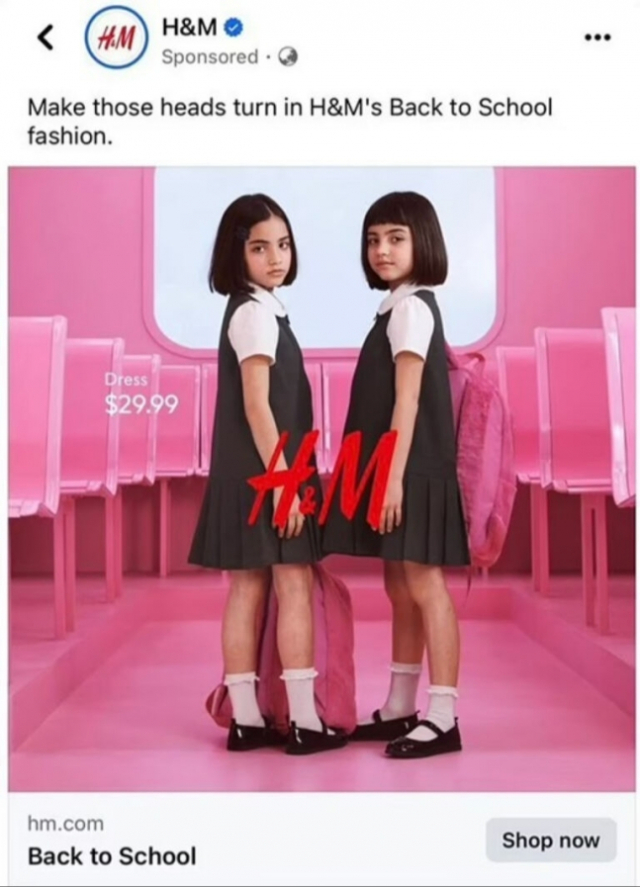 H&M이 최근 온라인에 게재한 아동복 광고 사진과 문구. H&M SNS 캡처