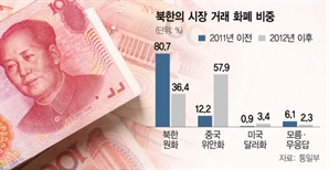 中에 예속된 北경제…장마당서 유통량 북한 원보다 많은 화폐는?
