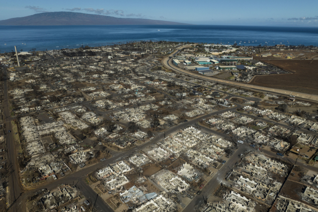 대형 화재로 피해를 입은 하와이 마우이섬 2023년 8월 17일 모습. AP·연합뉴스