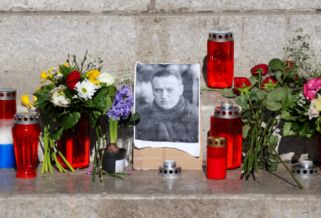 크로아티아 자그레브에 마련된 알렉세이 나발니 추모 장소. AFP연합뉴스