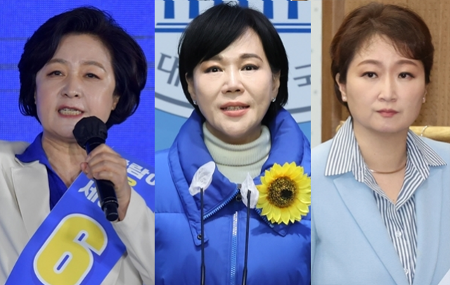 추미애(왼쪽부터) 전 법무부 장관과 전현희 전 국민권익위원장, 이언주 전 의원. 연합뉴스