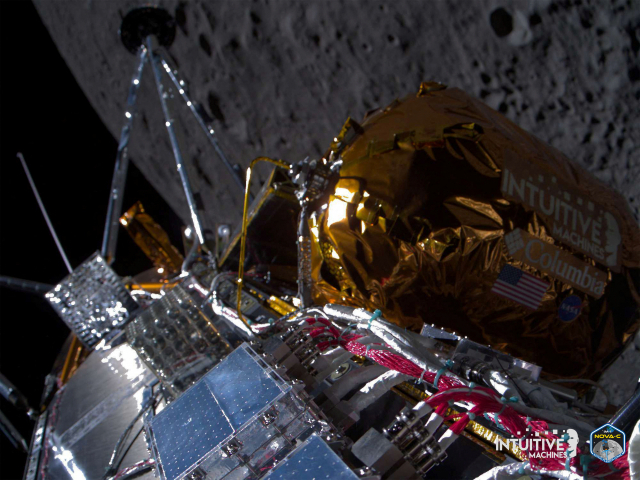 달 탐사선 '오디세우스'가 21일(현지 시간) 달 궤도에 진입한 모습. UPI연합뉴스