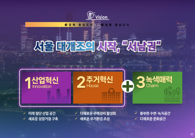 서울시는 27일 산업·주거혁신과 녹색매력을 주로 하는 ‘서남권 대개조구상’을 발표했다. 사진제공=서울시