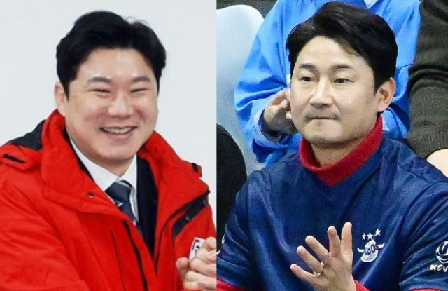 국민의미래 비례대표 신청한 진종오(왼쪽)와 원희룡 후원회장을 맡은 이천수. 연합뉴스