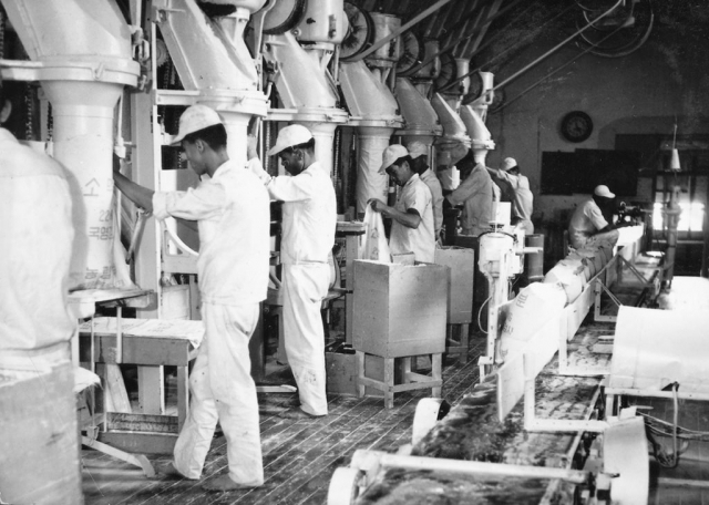 1950년대 한 제일제당 공장 모습. 방직·방적업과 더불어 제분·제당업은 1950년대 주요 산업이었다. 사진 제공=CJ제일제당