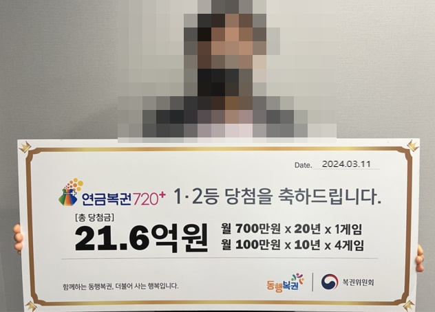 연금복권720+ 201회차 1·2등 동시 당첨자. 사진 제공=동행복권