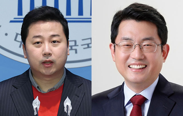 부산수영 장예찬 후보(왼쪽)와 국민의힘 대구 중·남구 도태우 후보. 연합뉴스