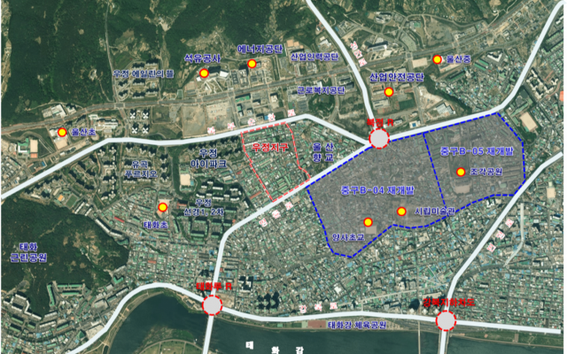 울산 우정1구역 재개발사업 위치도.