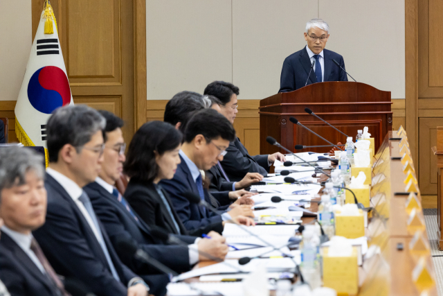 천대엽 법원행정처장이 15일 서울 서초동 대법원에서 열린 전국 수석부장회의에서 모두발언하고 있다. 연합뉴스