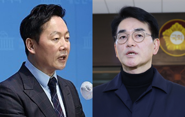 정봉주(왼쪽) 전 의원과 박용진 의원. 연합뉴스