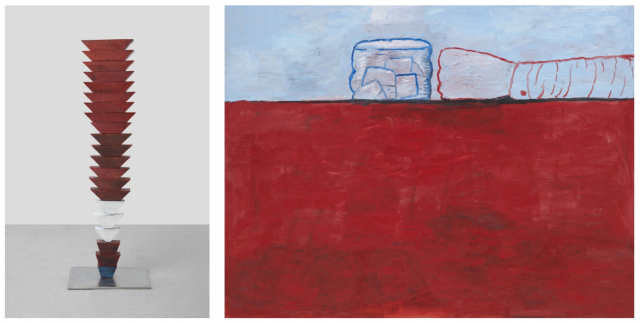 루이스 부르주아의 1950년작 조각 '무제'(왼쪽)와 필립 거스턴의 1978년작 'The Desire' /사진=하우저앤워스 Hauser & Wirth