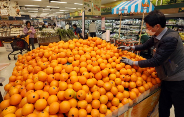 28일 이마트 서울 용산점 오렌지 매장에서 점원이 상품을 진열하고 있다. 사진 제공=이마트