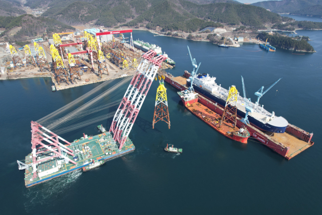 SK오션플랜트가 첫 수출한 하이롱 프로젝트 해상풍력 하부구조물의 모습. /사진=SK오션플랜트