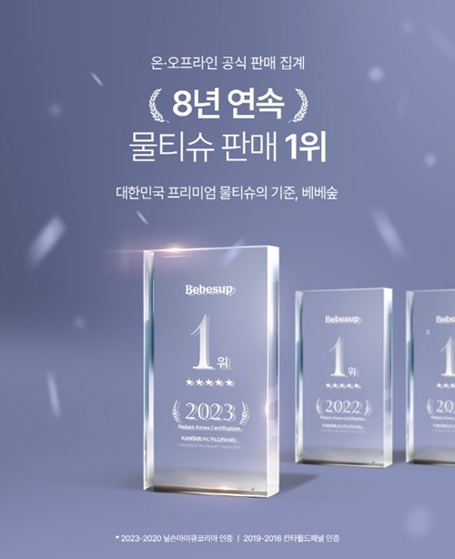 사진= 닐슨코리아, 2023년 물티슈 시장 점유율 1위 발표