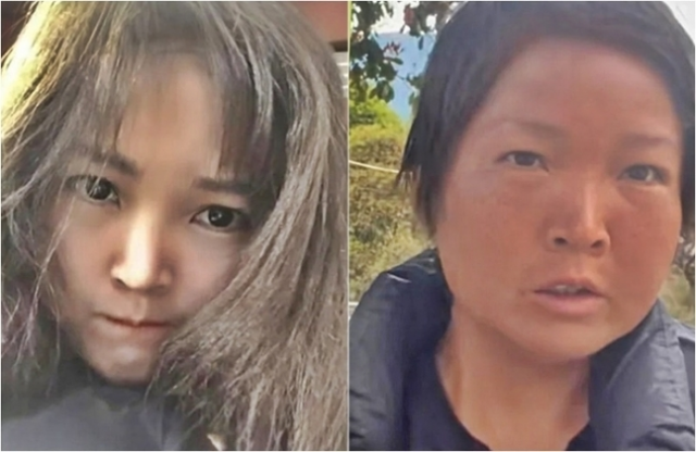 중국에서 배낭여행을 떠난 샤샤의 평소 모습(왼쪽)과 현재 모습. 사진=홍콩 사우스차이나모닝포스트(SCMP) 캡처