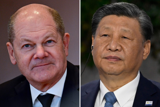 올라프 숄츠(왼쪽) 독일 총리와 시진핑 중국 주석. AFP연합뉴스