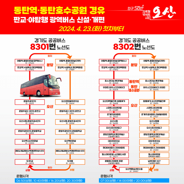 오산시 광역버스 경로 조정·신설 안내문. 이미지 제공 = 오산시